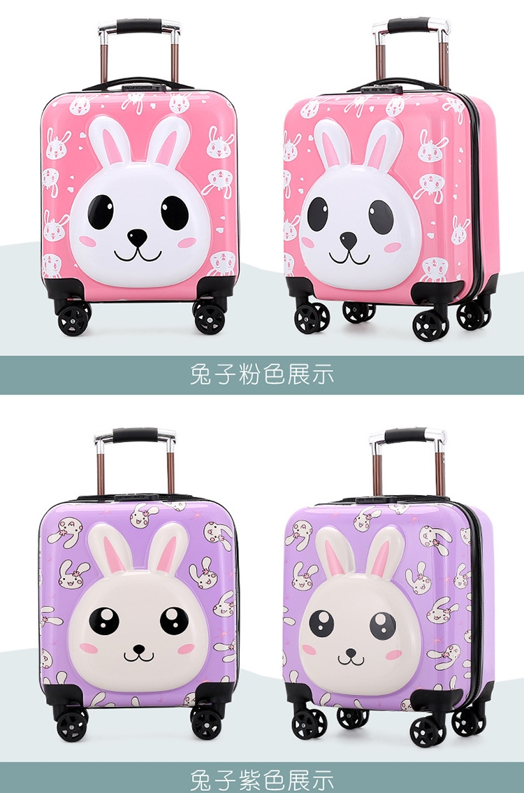 New Animal Trolley Case 18-Inch Children's Trolley Case Cartoon Male and Female Baby Travel Boarding Bag Printed Logo