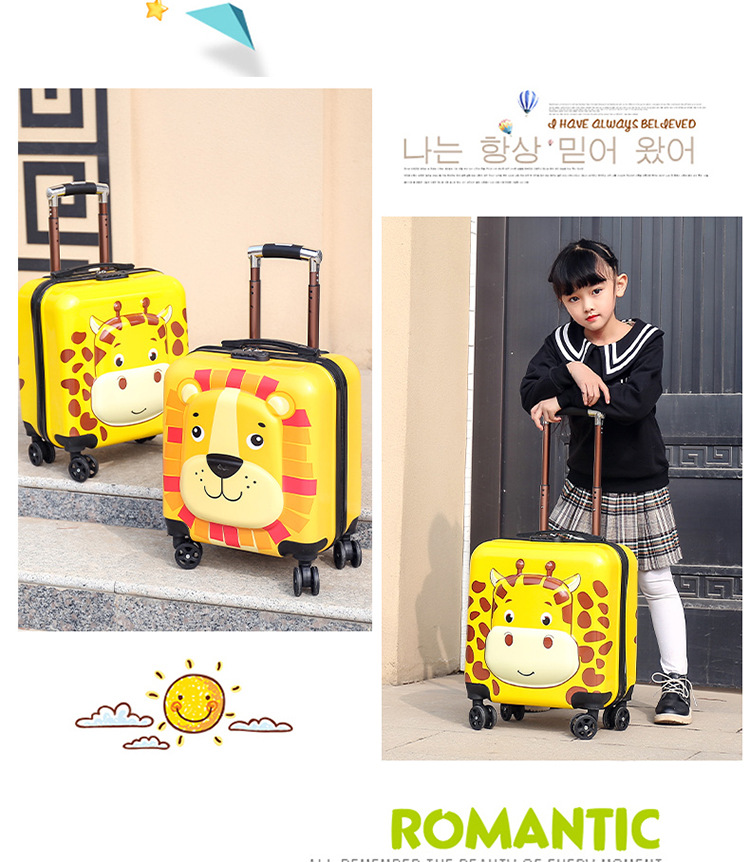 New Animal Trolley Case 18-Inch Children's Trolley Case Cartoon Male and Female Baby Travel Boarding Bag Printed Logo