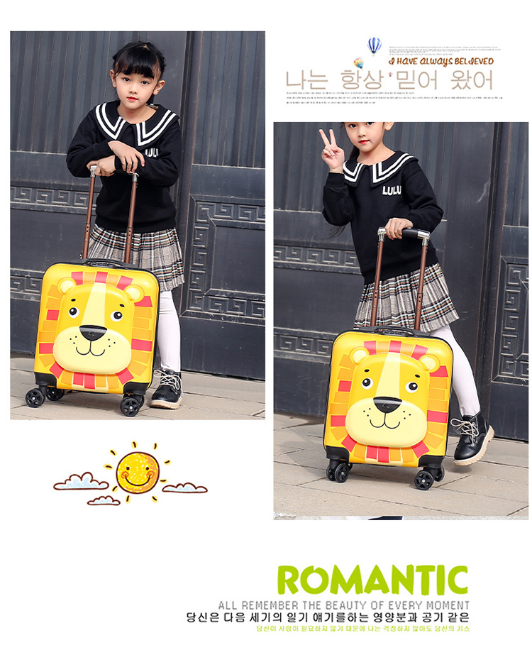 New Animal Trolley Case 18-Inch Children's Trolley Case Cartoon Male and Female Baby Travel Boarding Bag Printed Logo