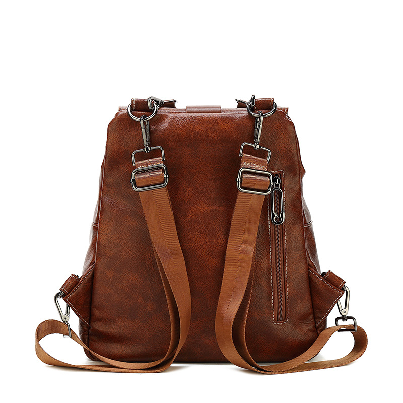 European and American Retro Three-Purpose Multipurpose Backpack Texture Genuine Leather Portable Backpack New Fashion Bag Cover Bag for Women European and American Retro Three-Purpose Multipurpose Backpack Texture Genuine Leather Portable Backpack New Fashion Bag Cover Bag for Women