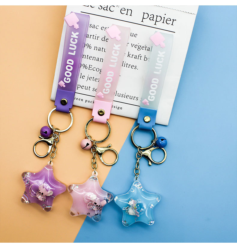 Creative Five-Pointed Star Quicksand Floating Bottle Cute Acrylic Starfish Keychain Fashion Bag Package Pendant Gift Wholesale Creative Five-Pointed Star Quicksand Floating Bottle Cute Acrylic Starfish Keychain Fashion Bag Package Pendant Gift Wholesale