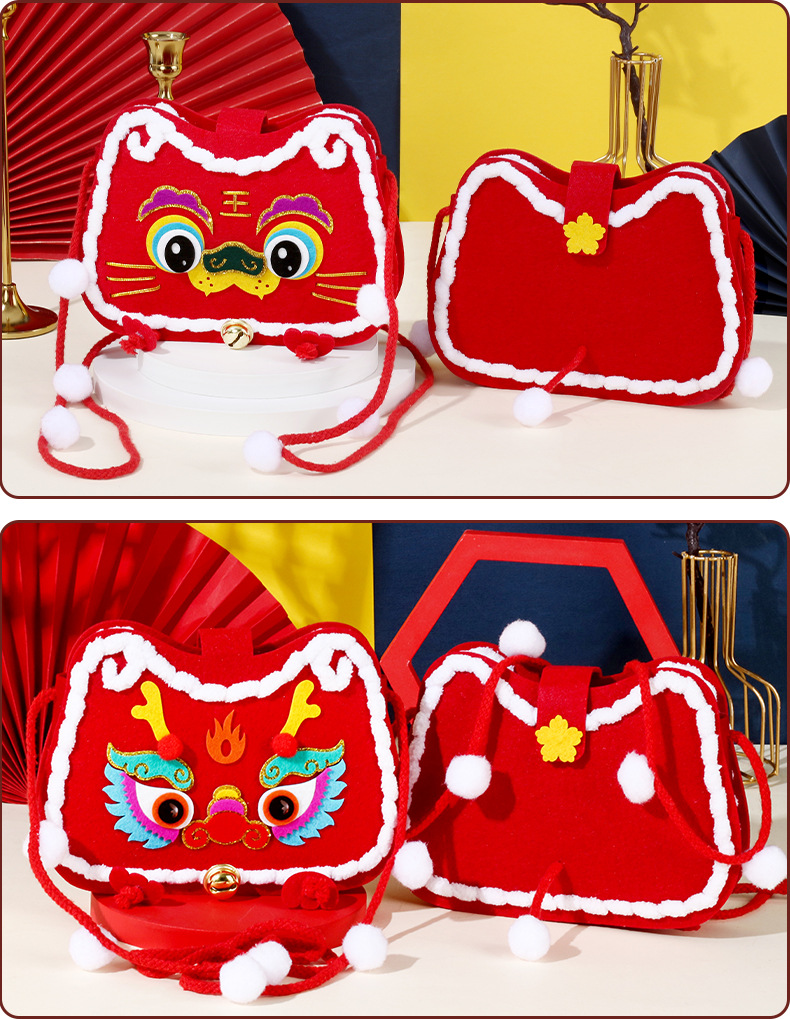 New Year Handmade DIY National Fashion Bag Spring Festival Gift Children's Handmade Non-Woven Material Bag Making Educational Toys