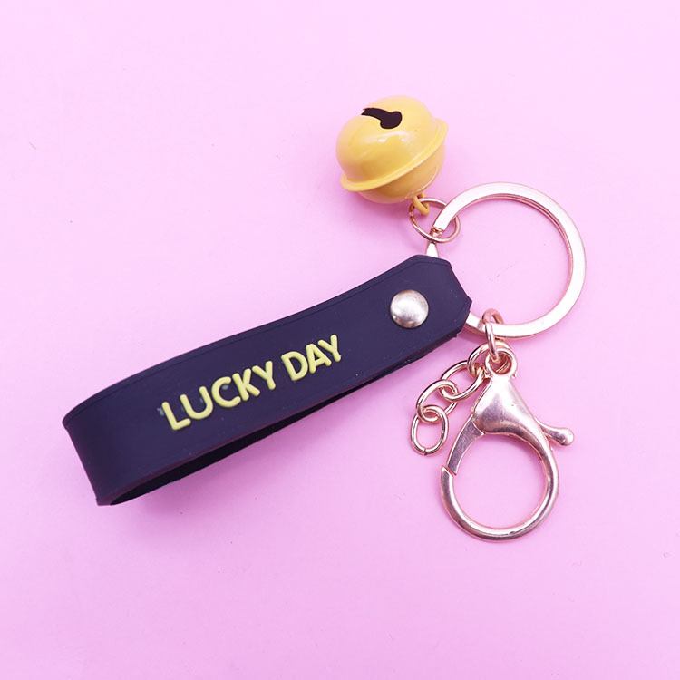Girl Heart Bell Key Buckle Phone Case Pendant Letter PVC Soft Rubber Schoolbag Key Lanyard Festival Small Gift