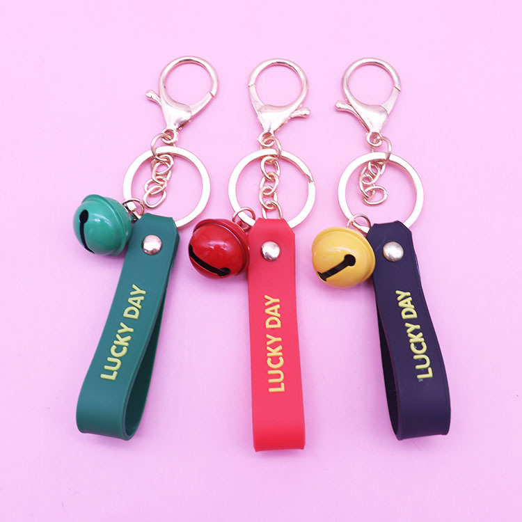 Girl Heart Bell Key Buckle Phone Case Pendant Letter PVC Soft Rubber Schoolbag Key Lanyard Festival Small Gift