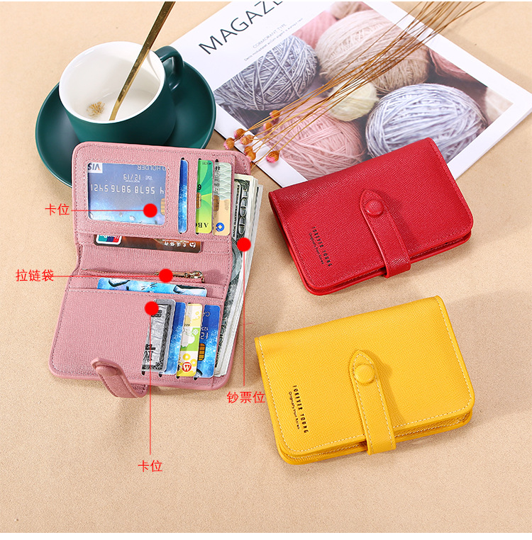 New 2021 Women's Hand-Held Change Key Case Simple Japanese and Korean Buckle Multi-Functional Short Keychain Multiple Card Slots New 2021 Women's Hand-Held Change Key Case Simple Japanese and Korean Buckle Multi-Functional Short Keychain Multiple Card Slots