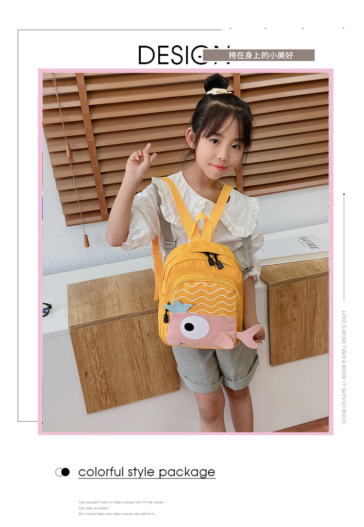 New Cloth Backpack Cute Cartoon Bag Fish Dolphin Kindergarten Backpack Korean Boys Girls' Backpack