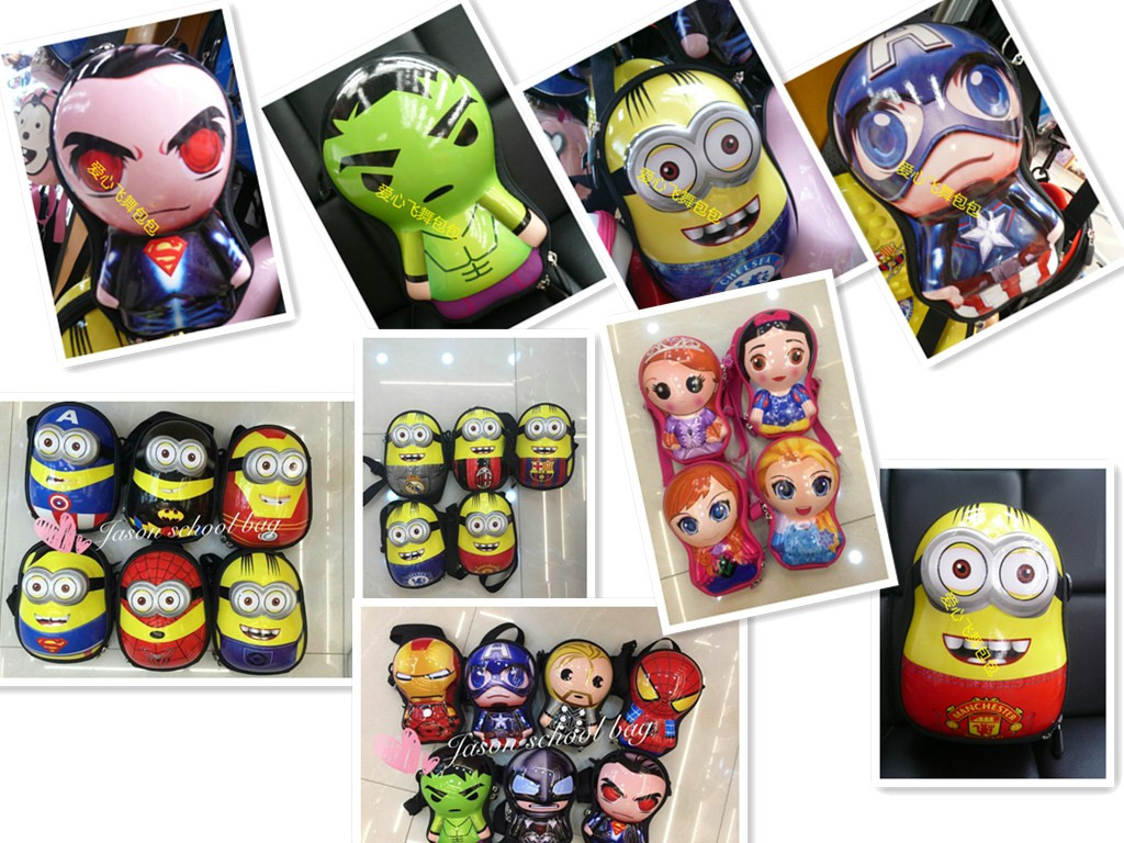EVA Ultra Light Mini package explosion children Satchel 3D cartoon bag Captain America small yellow man Batman