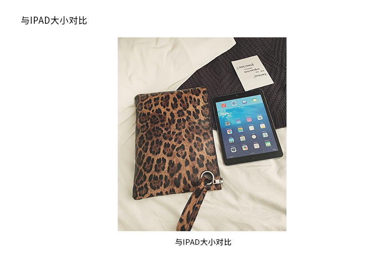 INS Clutch Female 2020 Trendy Korean Style Leopard Print Elegance Retro Hong Kong Style Fashion Tablet Bag