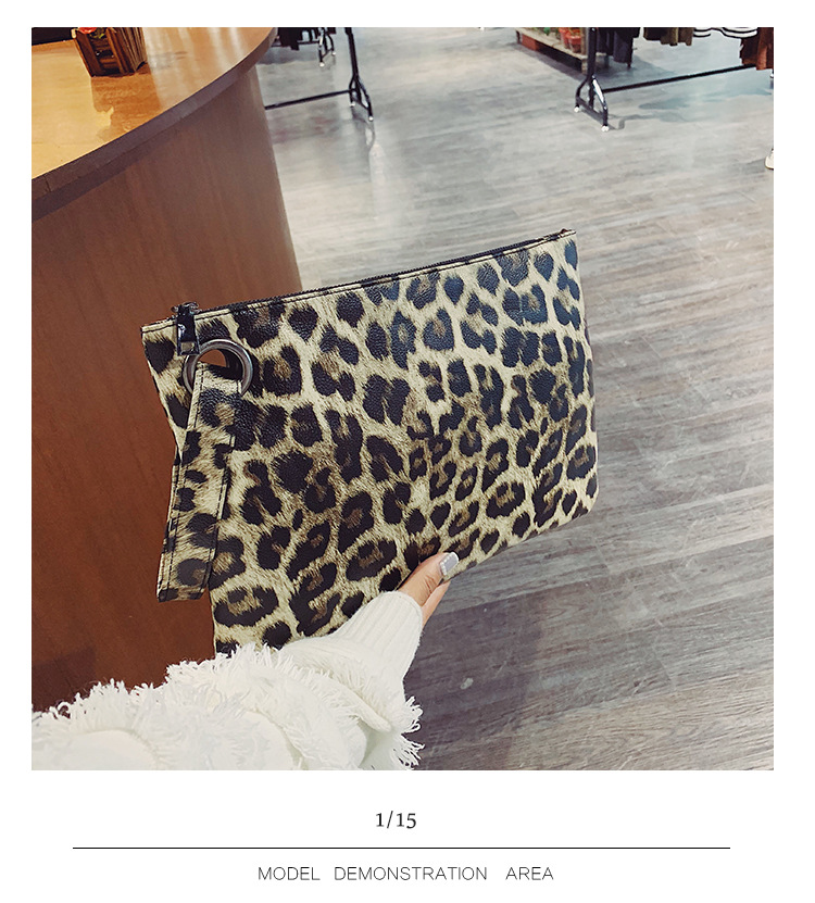 INS Clutch Female 2020 Trendy Korean Style Leopard Print Elegance Retro Hong Kong Style Fashion Tablet Bag