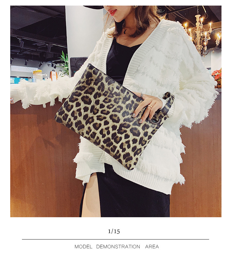 INS Clutch Female 2020 Trendy Korean Style Leopard Print Elegance Retro Hong Kong Style Fashion Tablet Bag
