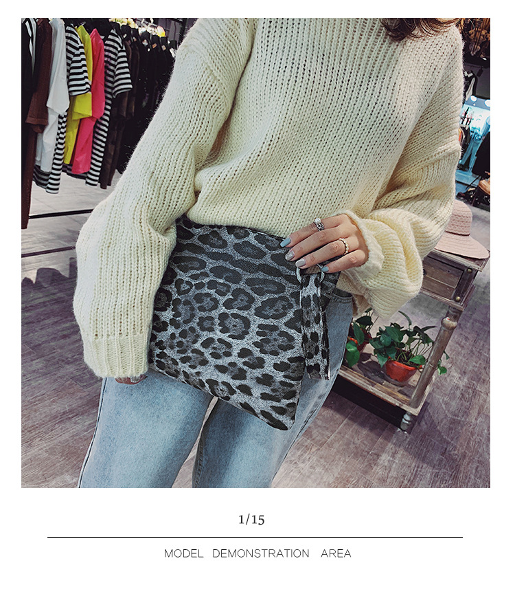 INS Clutch Female 2020 Trendy Korean Style Leopard Print Elegance Retro Hong Kong Style Fashion Tablet Bag
