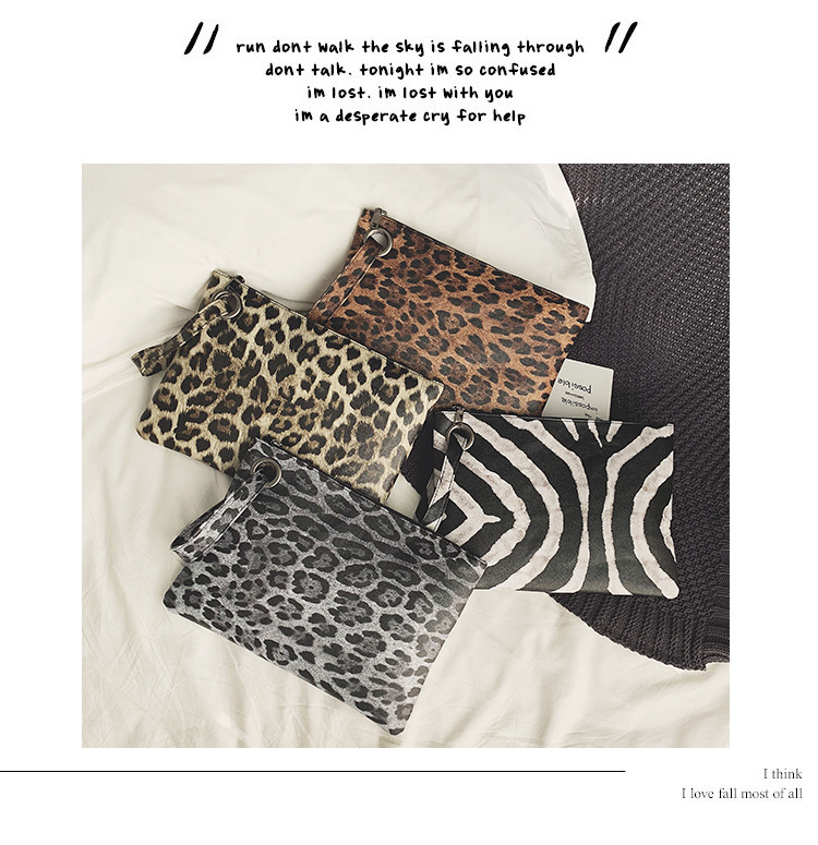 INS Clutch Female 2020 Trendy Korean Style Leopard Print Elegance Retro Hong Kong Style Fashion Tablet Bag
