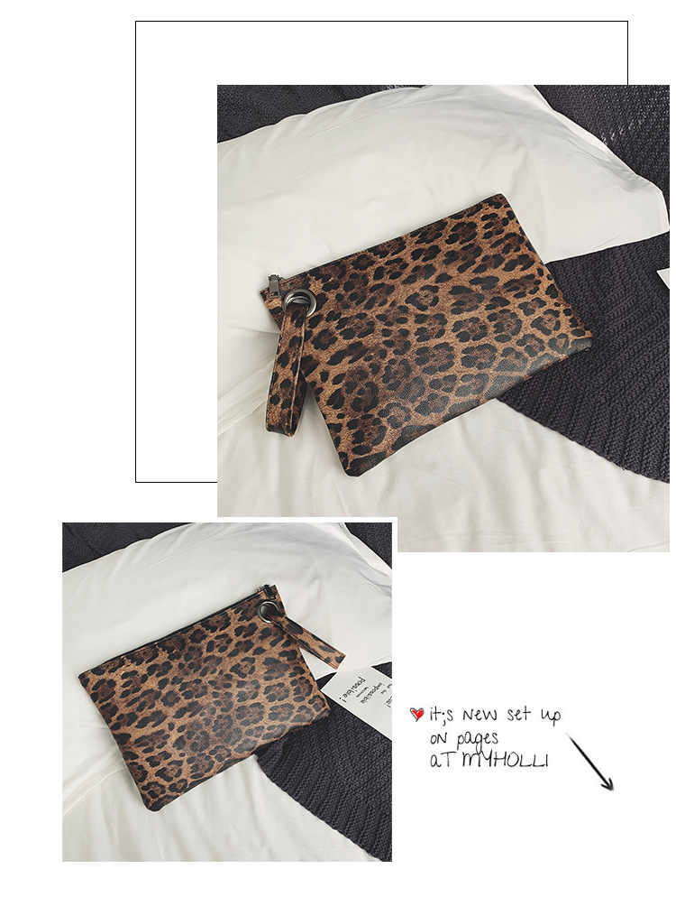 INS Clutch Female 2020 Trendy Korean Style Leopard Print Elegance Retro Hong Kong Style Fashion Tablet Bag