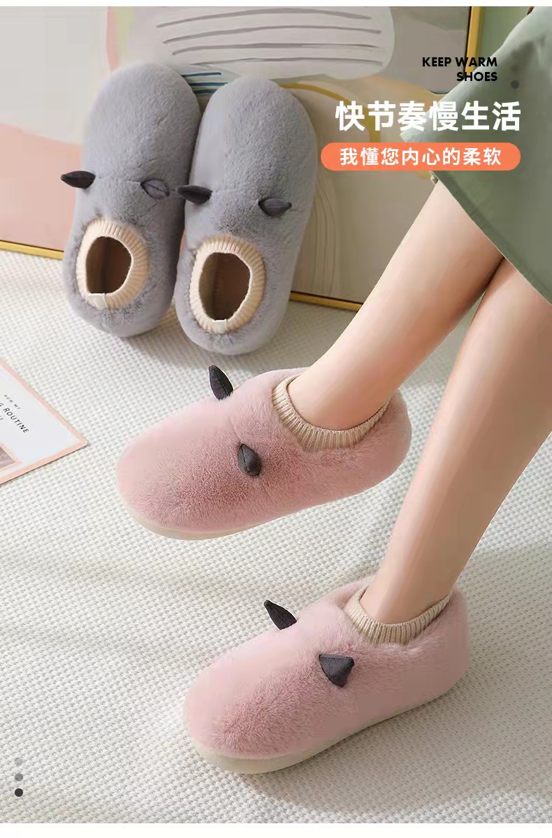 Cute Couple Cotton Slippers Winter Women Bag Heel Plush Warm Slugged Bottom Household Men's Cotton-Padded Shoes Toe Cap Cute Couple Cotton Slippers Winter Women Bag Heel Plush Warm Slugged Bottom Household Men's Cotton-Padded Shoes Toe Cap
