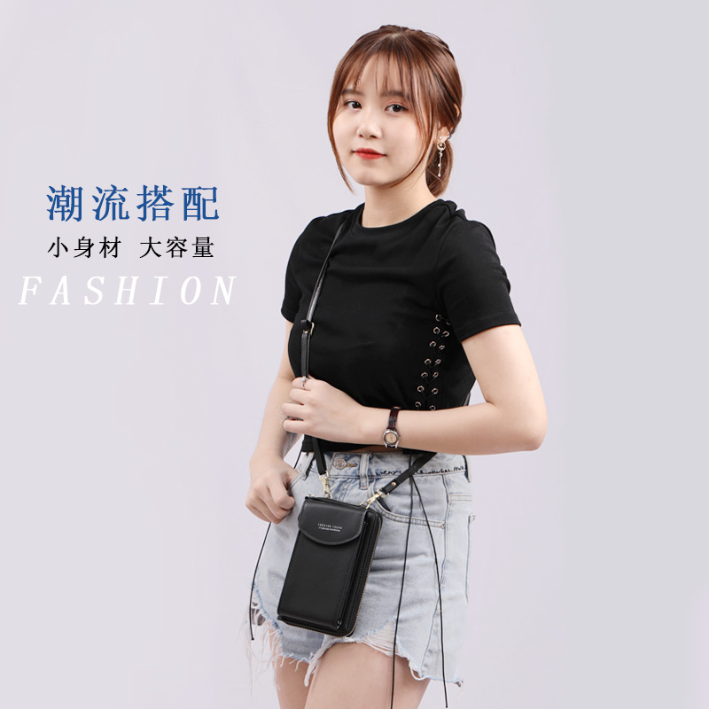 Women&#039;s Wallet Solid Color Small OvertheShoulder Bag MultiFunction Mobile Phone Long Summer Allmatch Coin Purse Women