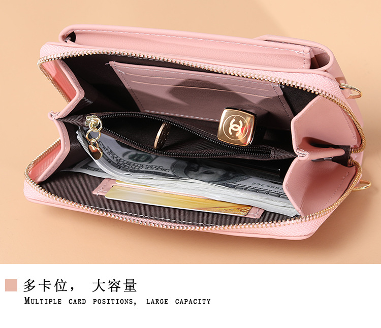 Women's Wallet Solid Color Small OvertheShoulder Bag MultiFunction Mobile Phone Long Summer Allmatch Coin Purse Women