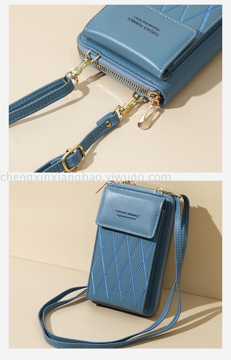 Wallet New Korean Style Mobile Phone Bag Women's Shoulder Crossbody Bag Diamond Plaid Coin Purse Vertical Mini Bag