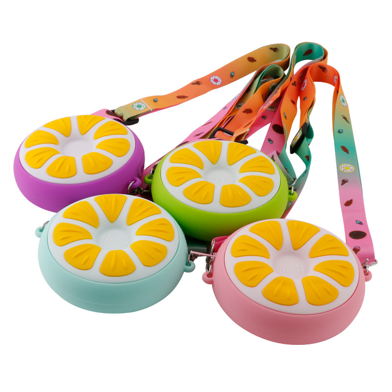 Cartoon Silicone Satchel Children Coin Purse Orange Fruit Casual Cute Fresh Girl Storage Wallet