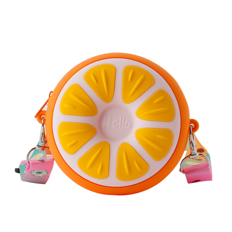 Cartoon Silicone Satchel Children Coin Purse Orange Fruit Casual Cute Fresh Girl Storage Wallet