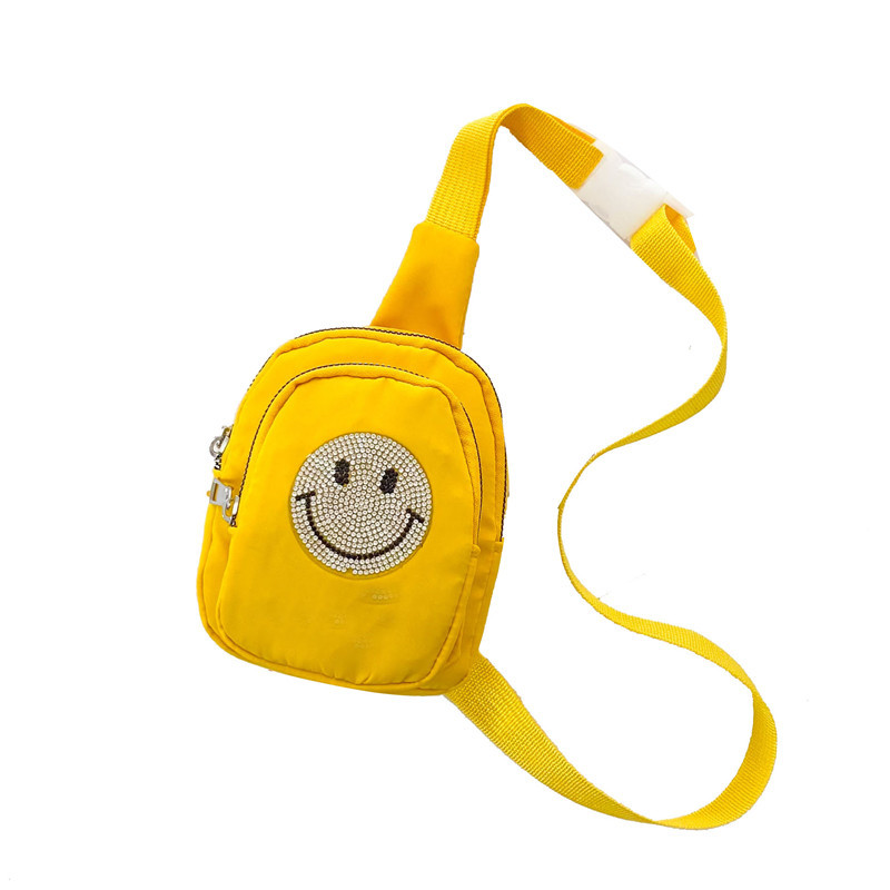 2021 Summer New Children&#039;s Bags Oxford Cloth Diamond Smiley Face Slanted Chest Bag Boys and Girls Fashion Shoulder Coin Purse