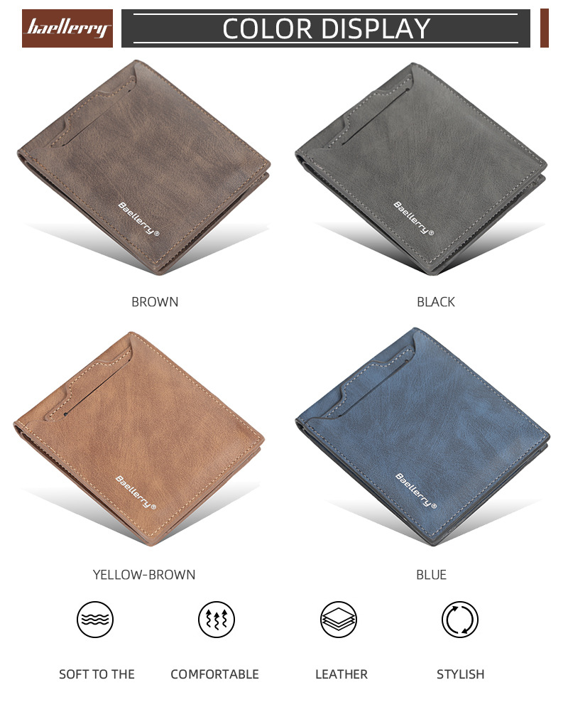 Men's Short Wallet Korean Style Multiple Card Slots Open Wallet Thin Card Type Simple Coin Purse Men's Short Wallet Korean Style Multiple Card Slots Open Wallet Thin Card Type Simple Coin Purse
