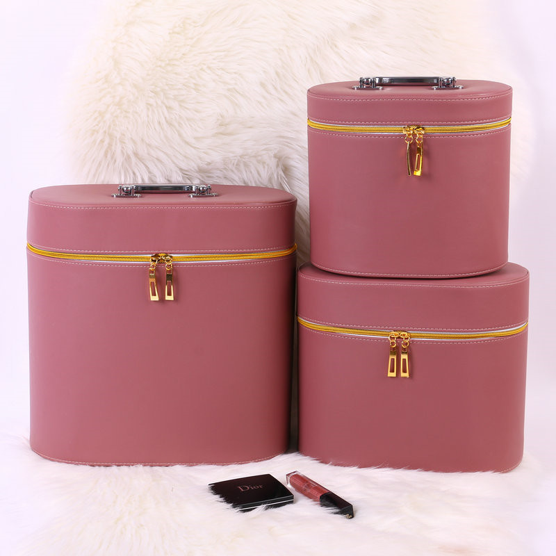Korean-Style Cute Multi-Functional Zipper Cosmetic Bag with Mirror Women&#039;s Portable Storage Box Cosmetic Bag Toolbox