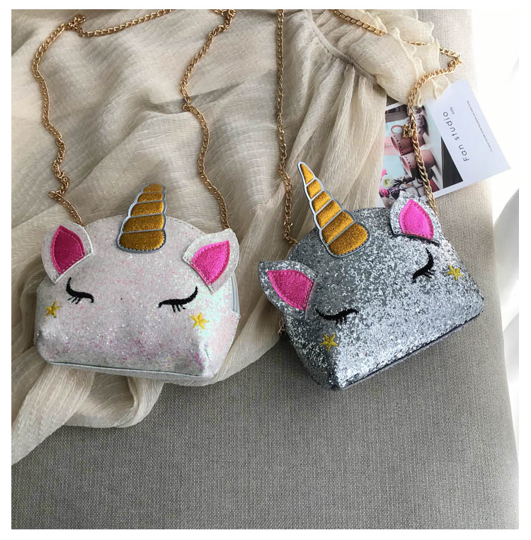 Cute Girl Chain Crossbody Bag New Cartoon Unicorn Chain Women's Bag Shoulder Bag Laser Women's Cosmetic Bag Cute Girl Chain Crossbody Bag New Cartoon Unicorn Chain Women's Bag Shoulder Bag Laser Women's Cosmetic Bag