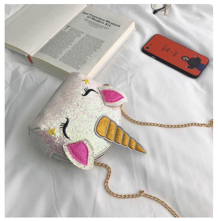 Cute Girl Chain Crossbody Bag New Cartoon Unicorn Chain Women's Bag Shoulder Bag Laser Women's Cosmetic Bag Cute Girl Chain Crossbody Bag New Cartoon Unicorn Chain Women's Bag Shoulder Bag Laser Women's Cosmetic Bag