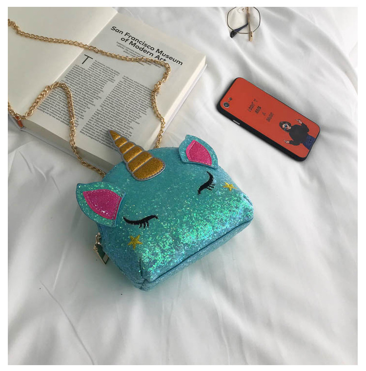 Cute Girl Chain Crossbody Bag New Cartoon Unicorn Chain Women's Bag Shoulder Bag Laser Women's Cosmetic Bag Cute Girl Chain Crossbody Bag New Cartoon Unicorn Chain Women's Bag Shoulder Bag Laser Women's Cosmetic Bag