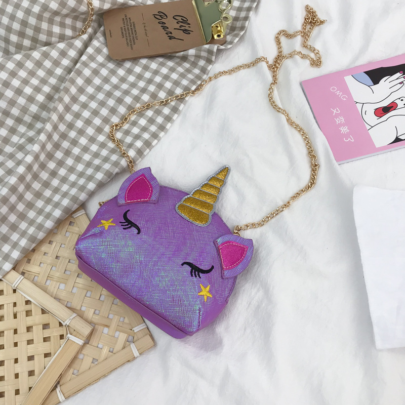 Cute Girl Chain Crossbody Bag New Cartoon Unicorn Chain Women's Bag Shoulder Bag Laser Women's Cosmetic Bag Cute Girl Chain Crossbody Bag New Cartoon Unicorn Chain Women's Bag Shoulder Bag Laser Women's Cosmetic Bag
