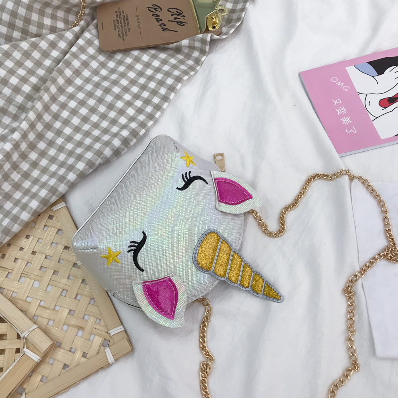 Cute Girl Chain Crossbody Bag New Cartoon Unicorn Chain Women's Bag Shoulder Bag Laser Women's Cosmetic Bag Cute Girl Chain Crossbody Bag New Cartoon Unicorn Chain Women's Bag Shoulder Bag Laser Women's Cosmetic Bag