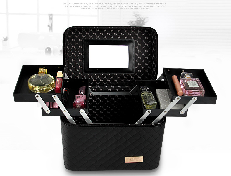 Korean-Style Multi-Layer Large Capacity Korean Cosmetic Bag Storage Box Jewelry Storage Box Portable Travel Storage Bag Cosmetic Case
