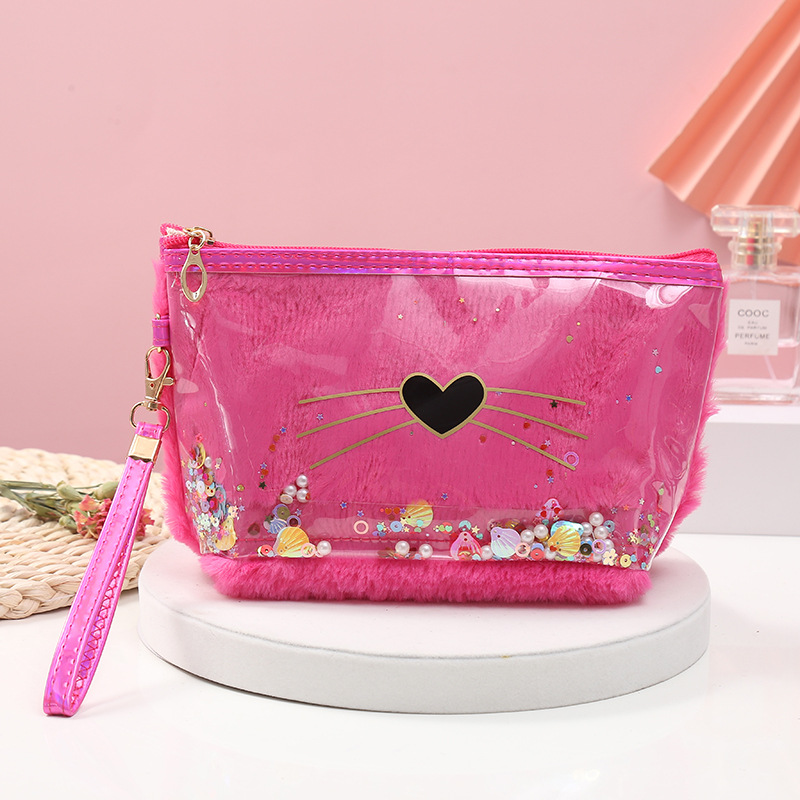 Factory Direct Supply Portable Love Cosmetic Bag Plush Cat Flat Bag Creative Square Color Wash Bag Storage Bag Factory Direct Supply Portable Love Cosmetic Bag Plush Cat Flat Bag Creative Square Color Wash Bag Storage Bag