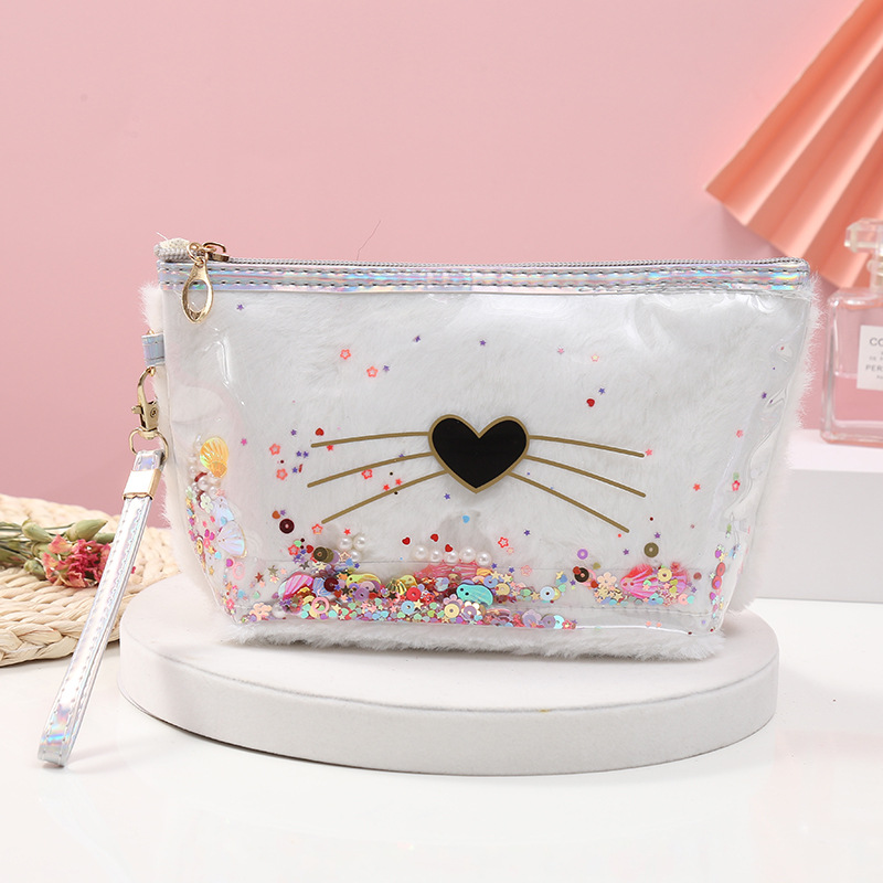 Factory Direct Supply Portable Love Cosmetic Bag Plush Cat Flat Bag Creative Square Color Wash Bag Storage Bag Factory Direct Supply Portable Love Cosmetic Bag Plush Cat Flat Bag Creative Square Color Wash Bag Storage Bag
