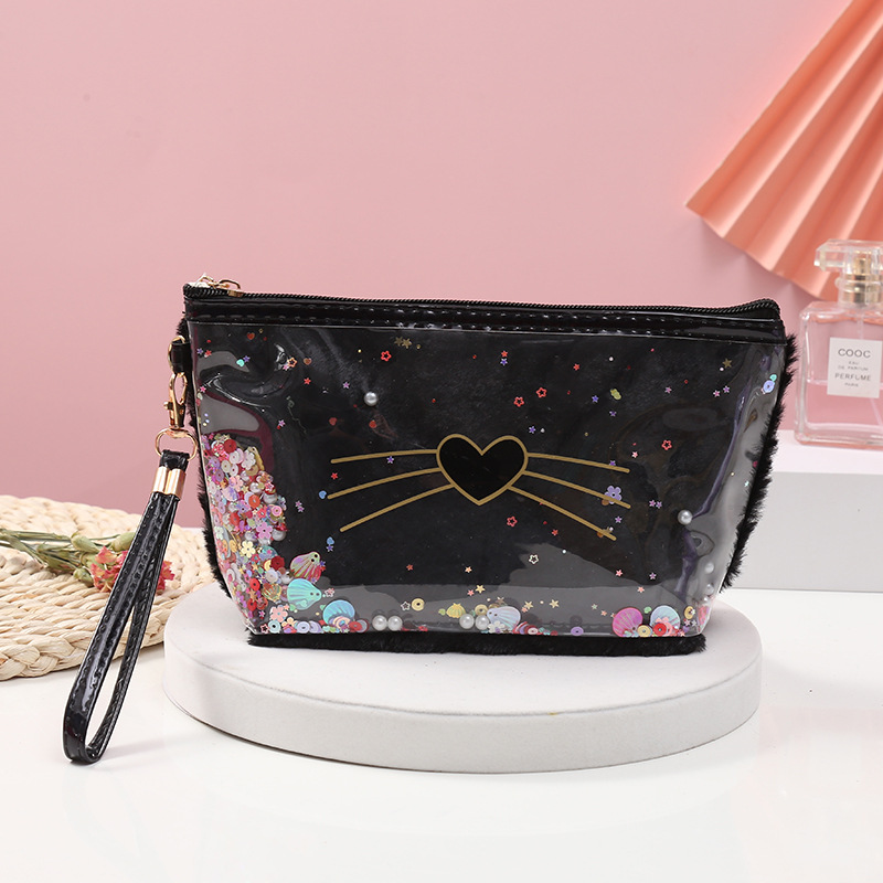 Factory Direct Supply Portable Love Cosmetic Bag Plush Cat Flat Bag Creative Square Color Wash Bag Storage Bag Factory Direct Supply Portable Love Cosmetic Bag Plush Cat Flat Bag Creative Square Color Wash Bag Storage Bag