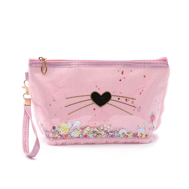 Factory Direct Supply Portable Love Cosmetic Bag Plush Cat Flat Bag Creative Square Color Wash Bag Storage Bag Factory Direct Supply Portable Love Cosmetic Bag Plush Cat Flat Bag Creative Square Color Wash Bag Storage Bag