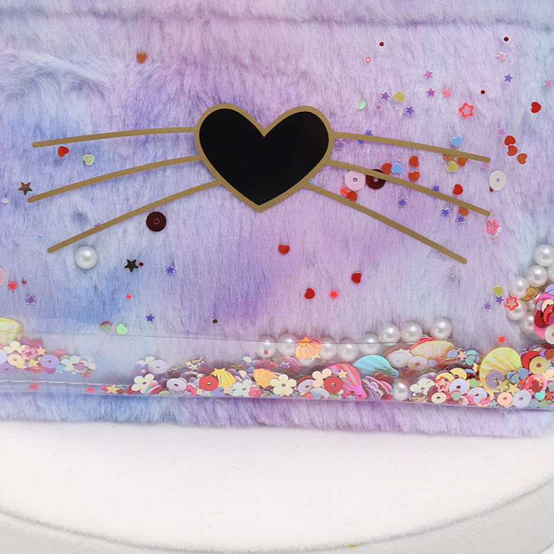 Factory Direct Supply Portable Love Cosmetic Bag Plush Cat Flat Bag Creative Square Color Wash Bag Storage Bag Factory Direct Supply Portable Love Cosmetic Bag Plush Cat Flat Bag Creative Square Color Wash Bag Storage Bag