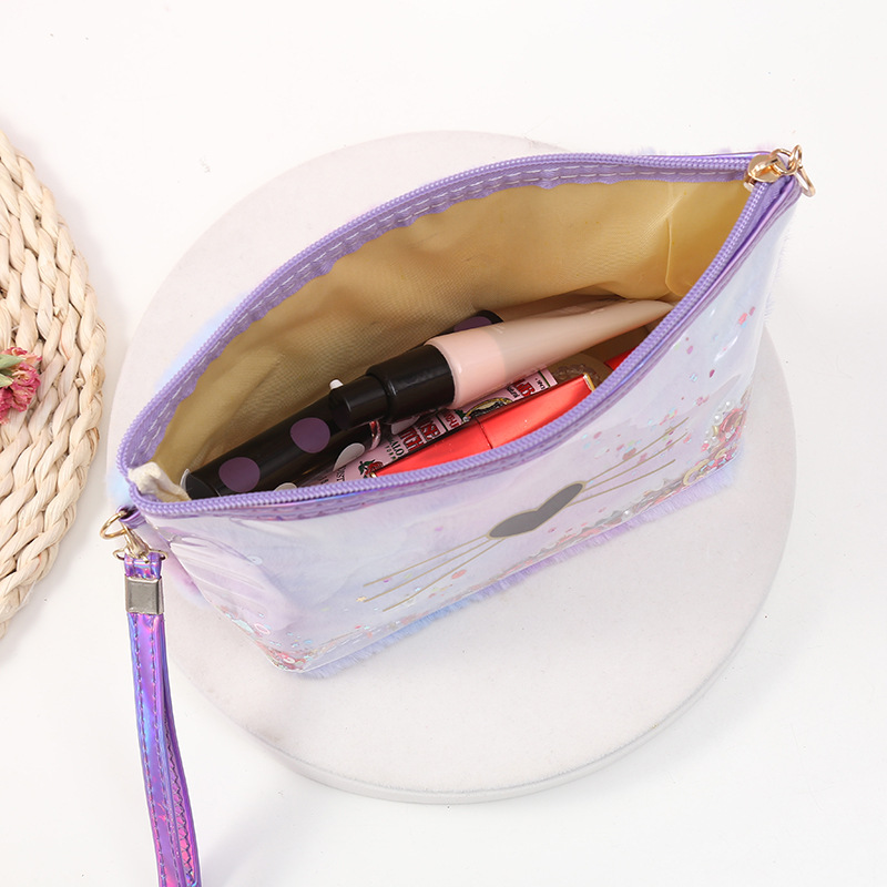 Factory Direct Supply Portable Love Cosmetic Bag Plush Cat Flat Bag Creative Square Color Wash Bag Storage Bag Factory Direct Supply Portable Love Cosmetic Bag Plush Cat Flat Bag Creative Square Color Wash Bag Storage Bag