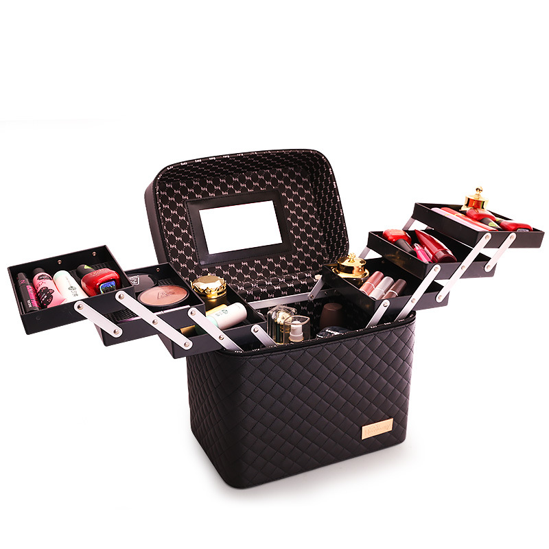 Large Capacity Korean Cosmetic Bag Multi-Functional Small Square Bag Portable Multi-Layer Cosmetics Storage Box Simple Box