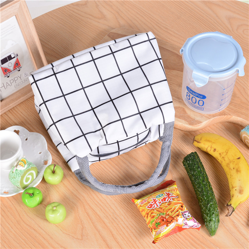 Factory Direct Sales Plaid Zipper Insulated Bag Portable Lunch Bag Waterproof Insulated Lunch Box Bag Ice Pack Hand Carry Heat Preservation Bag