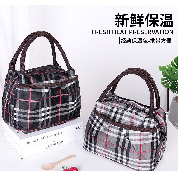 Fashion Thickened Women&#039;s Waterproof Bento Insulated Bag Oxford Three-Layer Portable Storage Bag Student Meal Lunch Bag