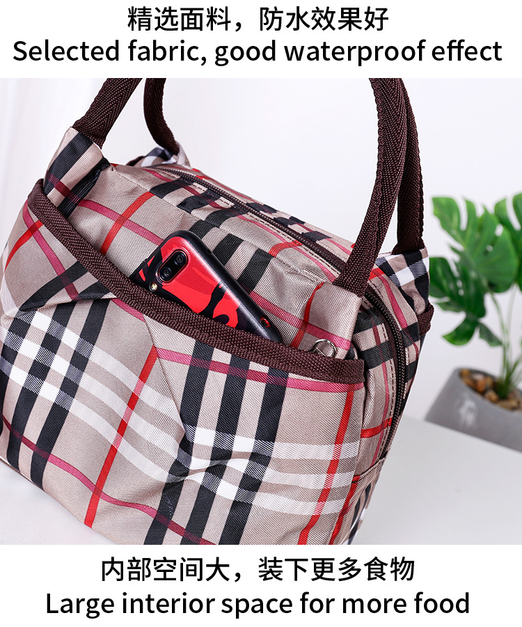 Fashion Thickened Women&#039;s Waterproof Bento Insulated Bag Oxford Three-Layer Portable Storage Bag Student Meal Lunch Bag