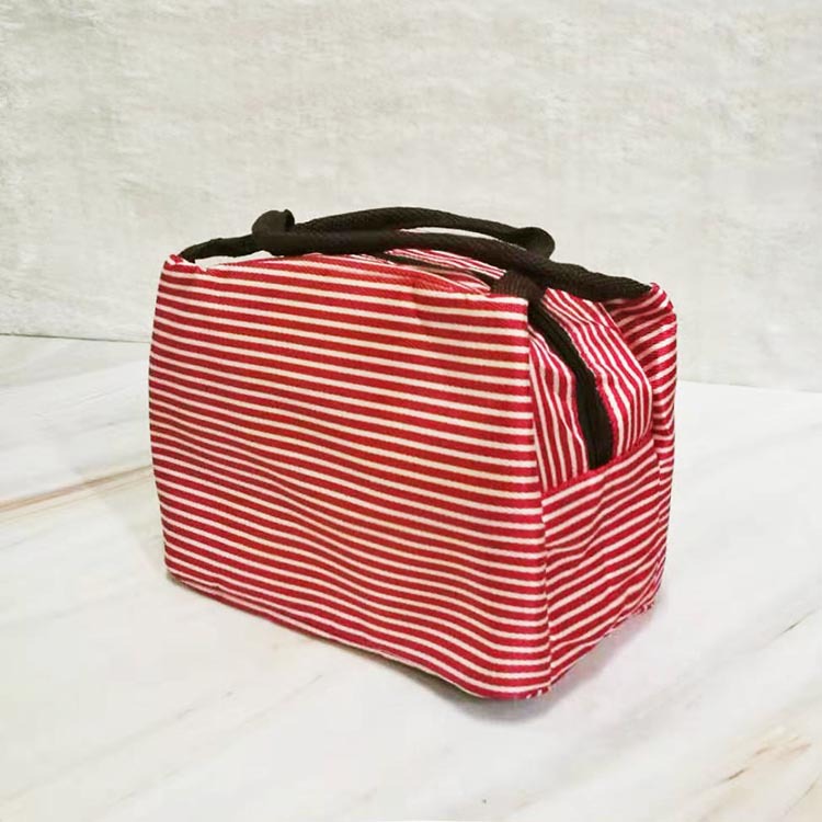 Simple Striped Insulated Lunch Box Bag Striped Oxford Cloth Large Capacity Picnic Bag Portable Lunch Bag Lunch Bag