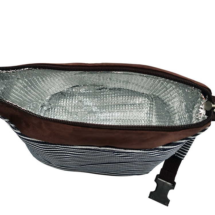 Simple Striped Insulated Lunch Box Bag Striped Oxford Cloth Large Capacity Picnic Bag Portable Lunch Bag Lunch Bag