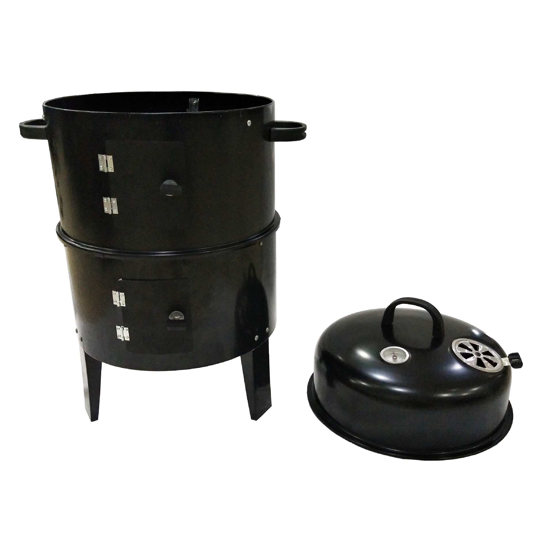 Grill Whole Circular Bucket Bag Barbecue Grill ThreeLayer Oven Two Meshes Grill Two Carbon Pots Half for Separate Use