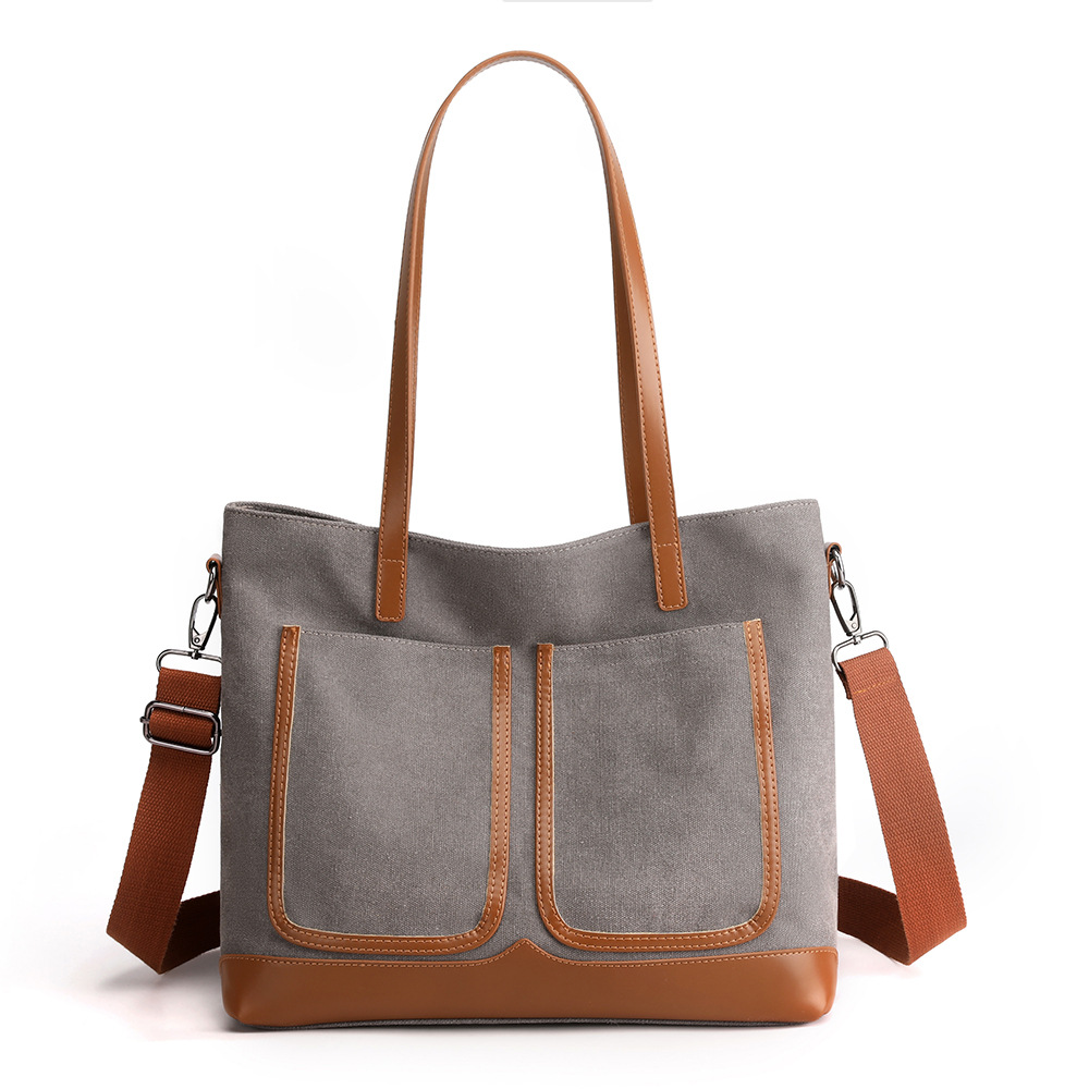 Canvas Commuter Bag Tote Bucket Bag Large Capacity Women&#039;s Bag 2022 Spring and Autumn New Fashion Crossbody One-Shoulder Large Bags
