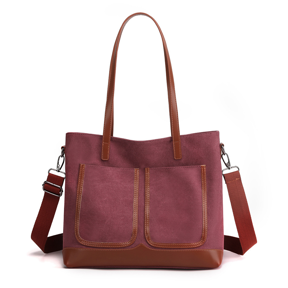 Canvas Commuter Bag Tote Bucket Bag Large Capacity Women&#039;s Bag 2022 Spring and Autumn New Fashion Crossbody One-Shoulder Large Bags