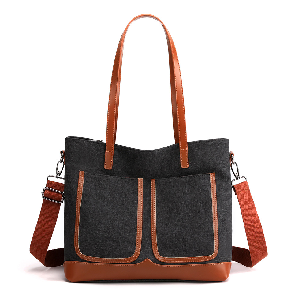 Canvas Commuter Bag Tote Bucket Bag Large Capacity Women&#039;s Bag 2022 Spring and Autumn New Fashion Crossbody One-Shoulder Large Bags