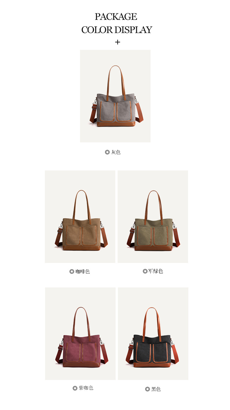 Canvas Commuter Bag Tote Bucket Bag Large Capacity Women's Bag 2022 Spring and Autumn New Fashion Crossbody One-Shoulder Large Bags