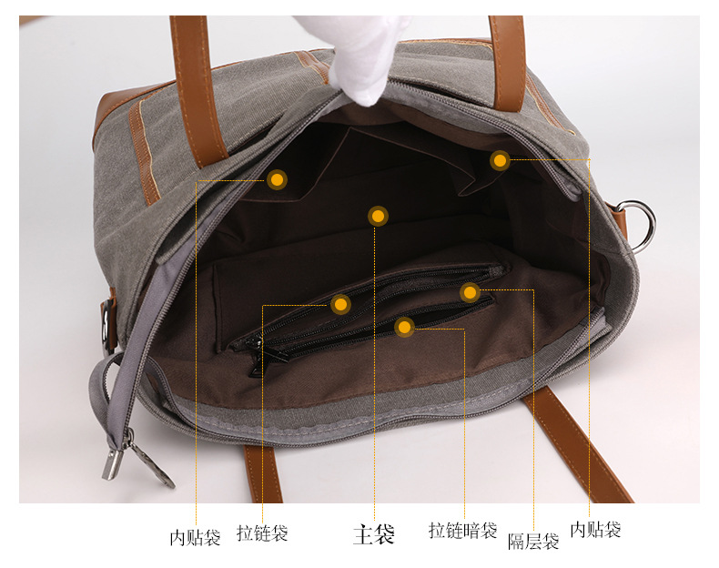 Canvas Commuter Bag Tote Bucket Bag Large Capacity Women's Bag 2022 Spring and Autumn New Fashion Crossbody One-Shoulder Large Bags